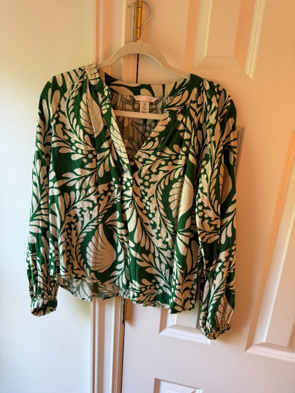 H&M Green and White Blouse